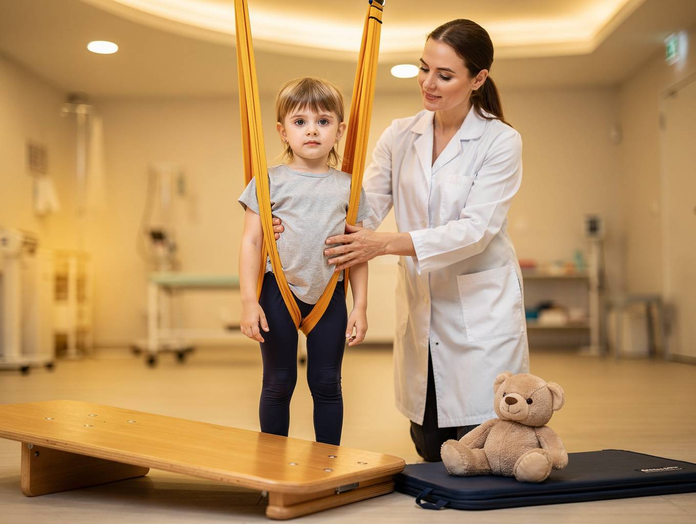 Child participating in reflex integration therapy exercises
