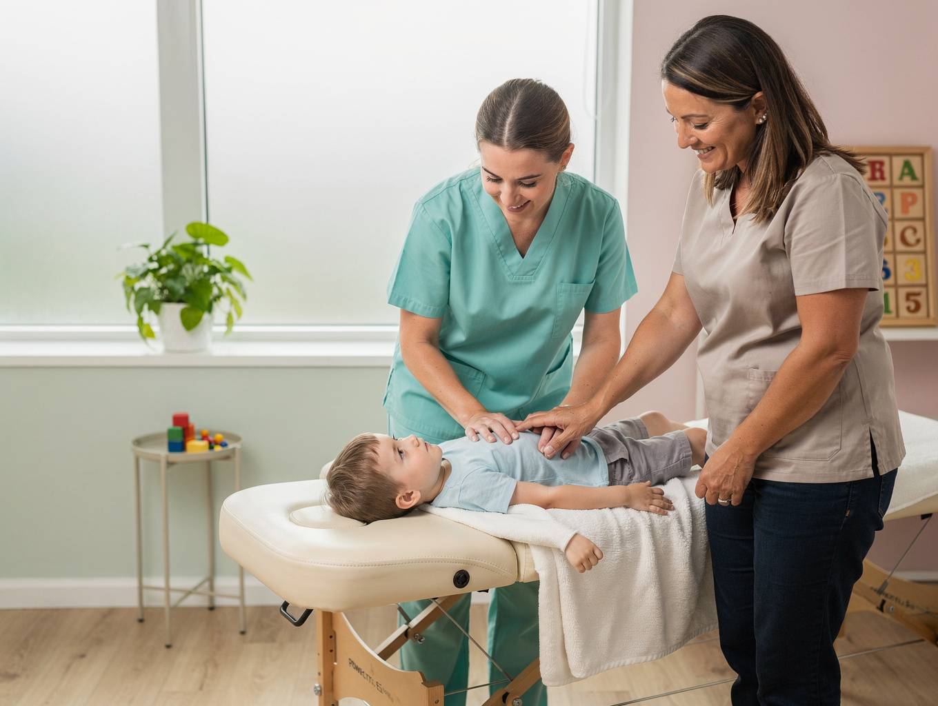 Chiropractor performing a gentle infant assessment for breastfeeding support