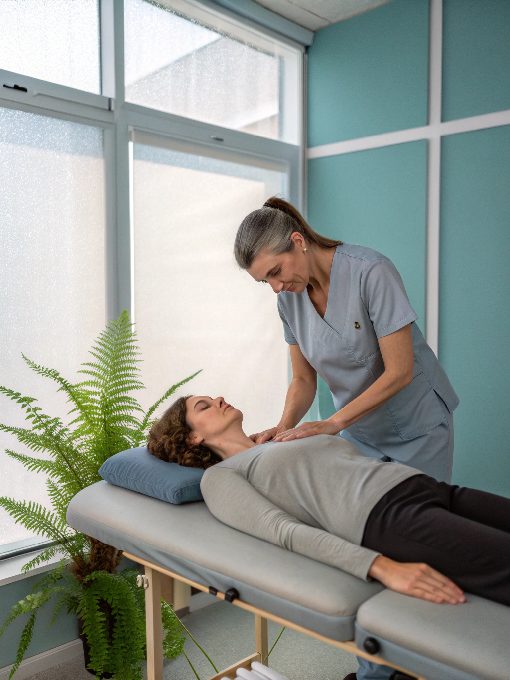 Chiropractor performing Webster Technique on pregnant patient